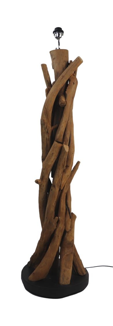 HSM Collection-Vloerlamp Teak Root-40x40x130-Bruin/Zwart-Teak