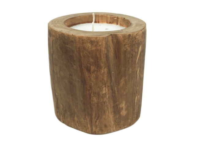 HSM Collection-Bougie Tronc d'Arbre Large-ø20x20-Naturelle-Teck